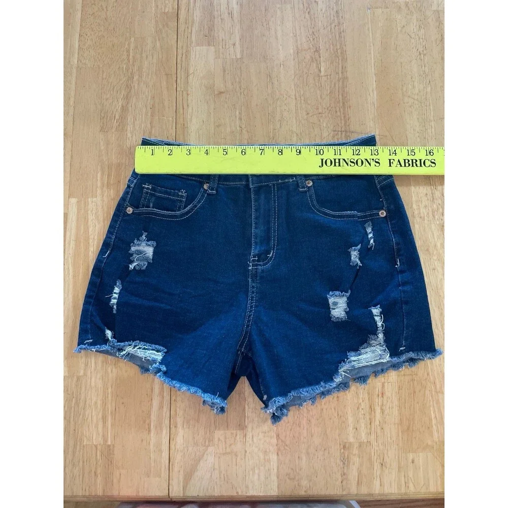luvamia High Waisted StretchyDistressed Denim Shorts Size S New With Tag